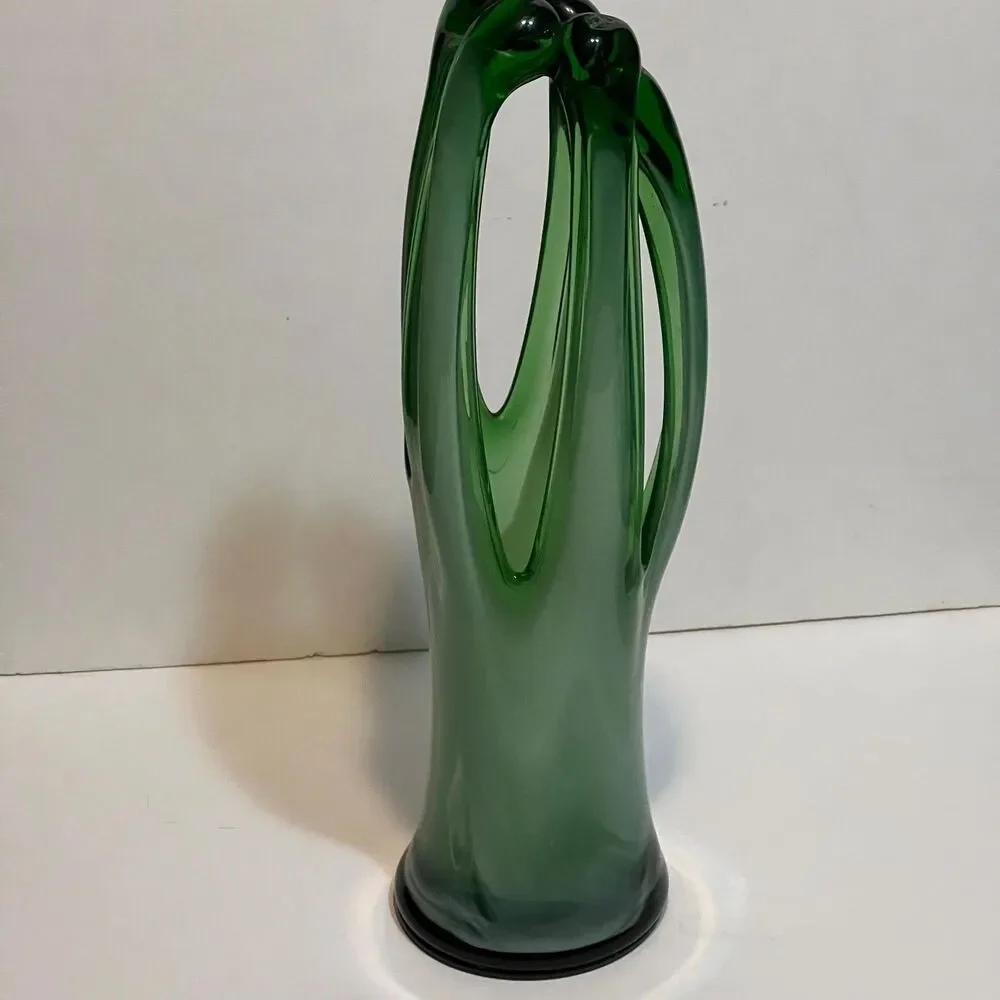 Vintage MAEXSA Hand Blown Green Art Glass Vase